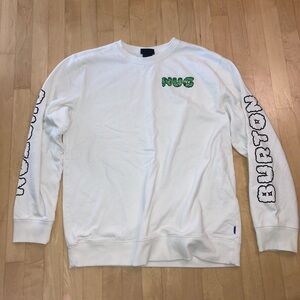 Men’s Burton Thick White Crewneck Sweater size Large NUG